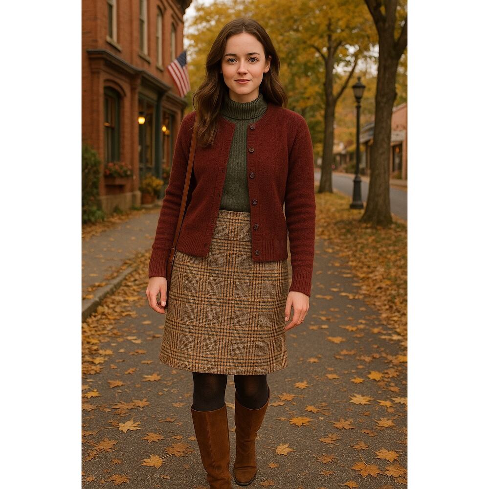 Talbots Y2K Wool Blend Neutral Fall Skirt Academia Women’s Size Medium